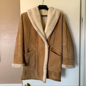Vintage Wilson's Leather Genuine Leather Suede Coat w/ Faux Fur Lining & Gloves